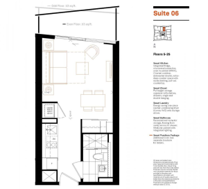 Toronto's smallest bachelor condo floor plan 289 square feet