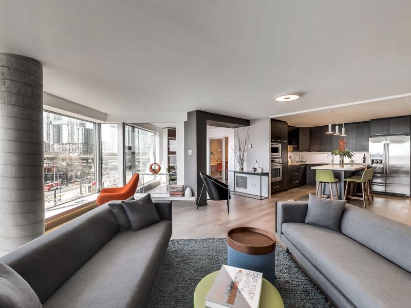 401 queens quay w 502 open concept living dining and kitchen