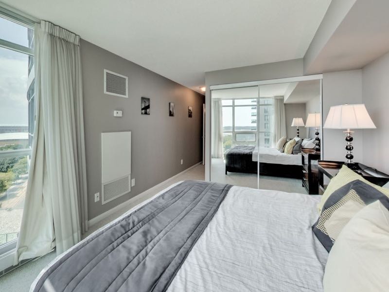 231 Fort York Blvd 1603 master bedroom with mirrorred double closet